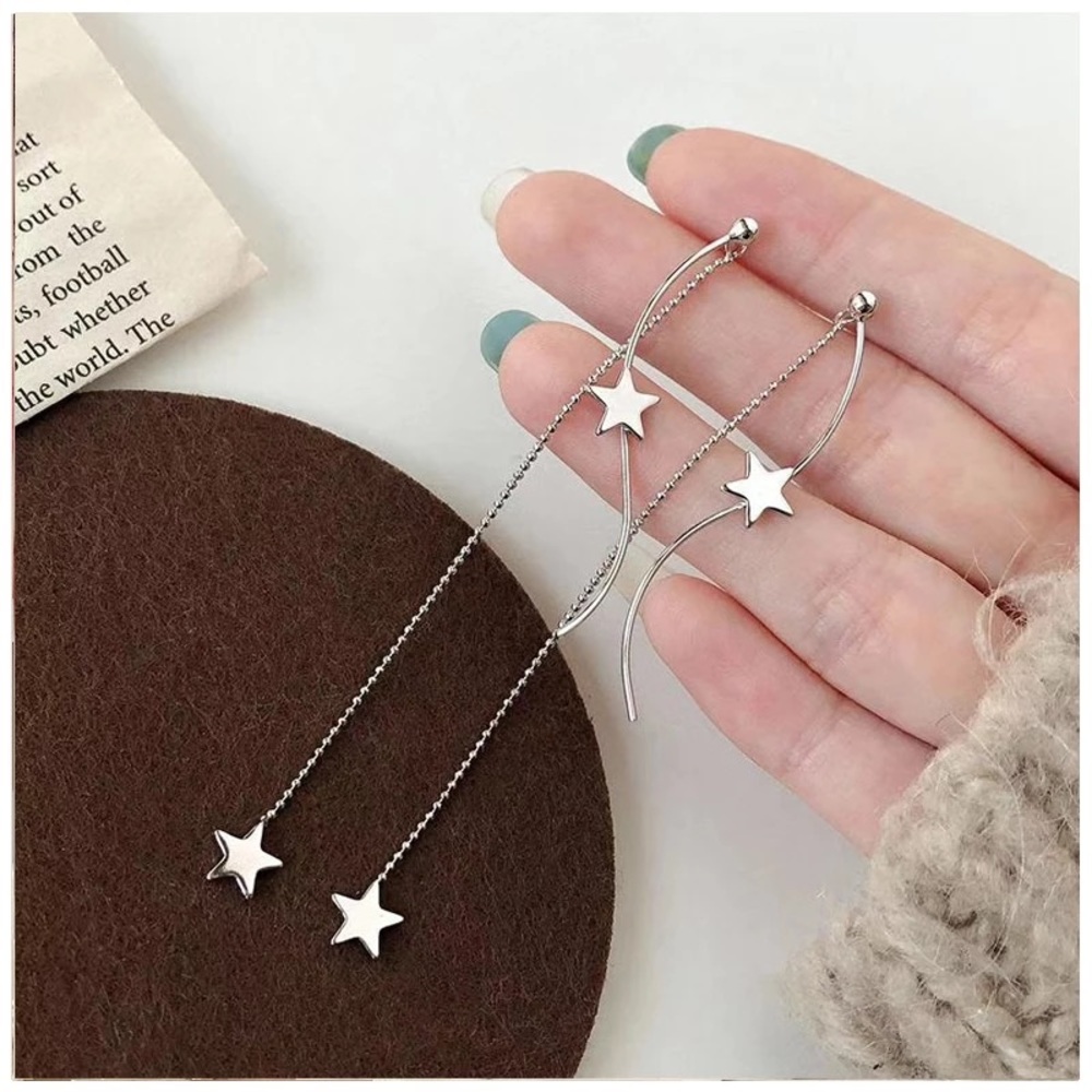 Stars Long Tassels Stud Drop Dangle Earring